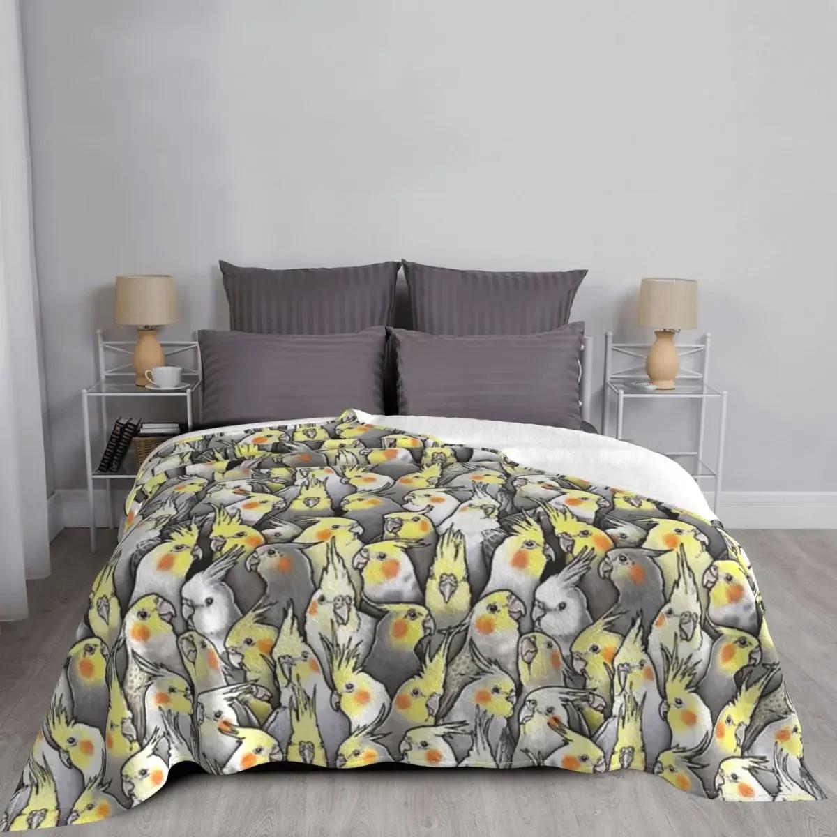 Cute Cockatiels Galore Blanket Cover Flannel Collage Lightweight Thin Portable Throw Blankets for Airplane Travel Bedspread 75X95CM