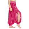 Shorts de Danse du Ventre pour Filles Chiffon Anneau O Taille Froncée Pantalon à Fente Latérale Costume d'Halloween Carnaval