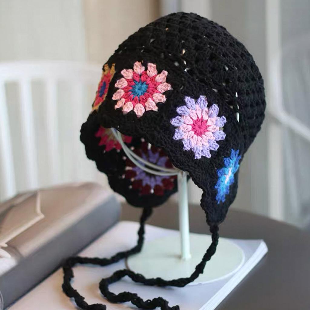 Adult Knitted Crochet Flower Hat Cute Students Outdoor Cycling Hiking Hat Lovely Hot Summer Hollow Out Hat for Couple
