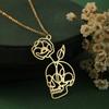 Kinitial Dainty Lotus Flower Books Necklace Women Stainless Steel Phoenix Comedy and Tragedy Mask Choker Necklace Gifts Jewelry