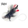Zylinder mit starkem Clip, Fascinator-Hut mit Feder-Netzblumen-Dekor, Tanzkostüm Kopfschmuck für venezianische Karnevalsmaskeraden, Mottopartys, Bühne