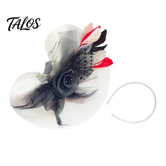 Zylinder mit starkem Clip, Fascinator-Hut mit Feder-Netzblumen-Dekor, Tanzkostüm Kopfschmuck für venezianische Karnevalsmaskeraden, Mottopartys, Bühne
