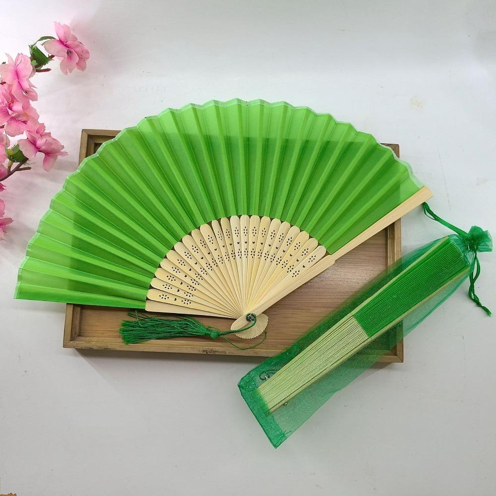 Wear Resist Folding Fan Cooling Tool Bamboo Hand Fan Fashionable Silk Hand Fan Festival Party