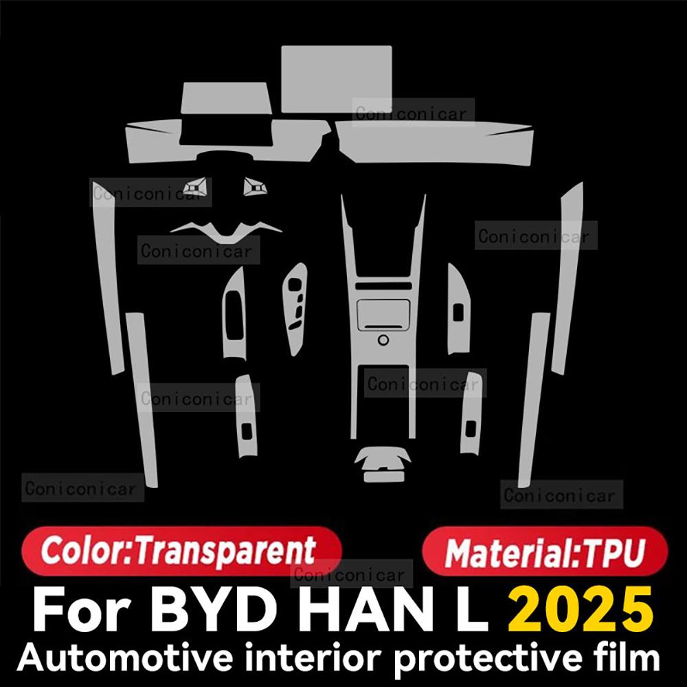 TPU For BYD HAN L 2025 Transparent Protective Film Car Interior Central Control Navigation Panel Cover Accessories Right rudder