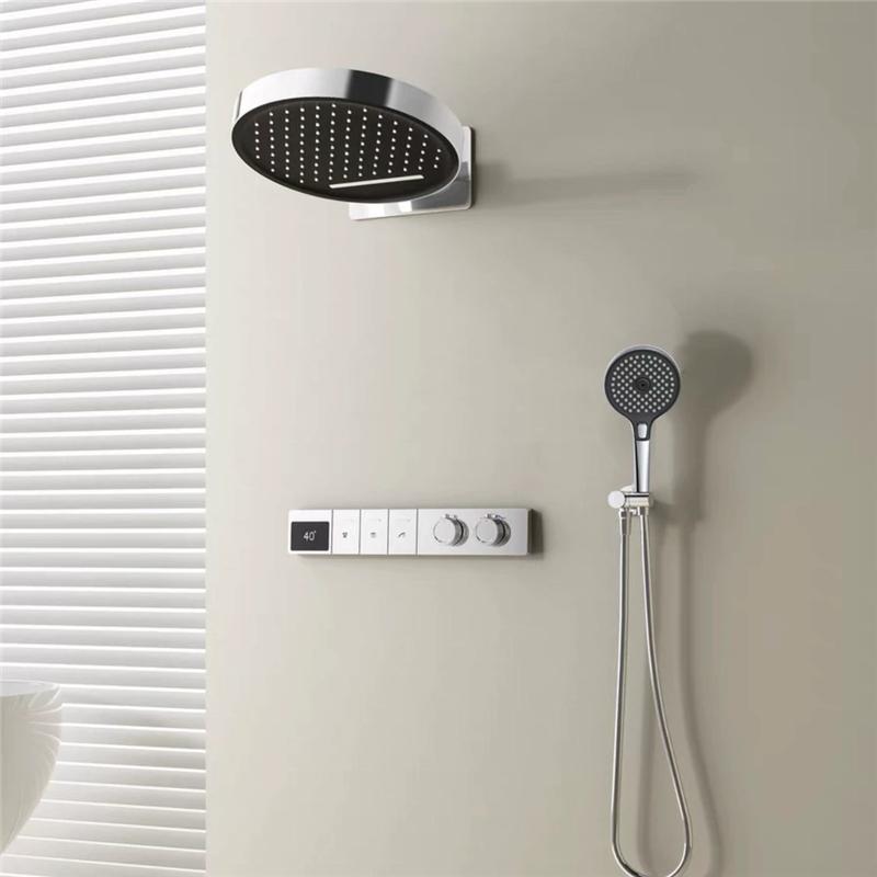 Smart Multifunction Black Thermostatic Bathroom Shower Faucet Concealed Rainfall Shower Faucet Ceiling Black Bath Shower Mixer