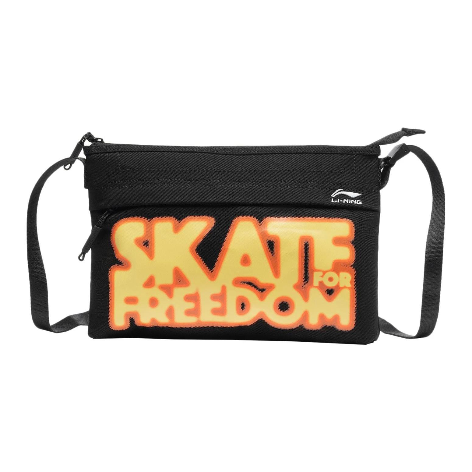

Новая хлопковая сумка через плечо для скейтборда LiNing, сумка кроссбоди унисекс черная ABDS183-1 31.0*4.1*22.1CM