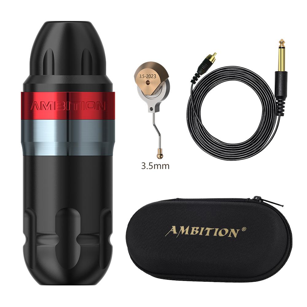 

Ambition Shura Stroke 3.5-4.0mm 2610 Coreless Motor Double Bearing Tattoo Machine Direct Drive RCA Interface Rotary Tattoo Pen красный