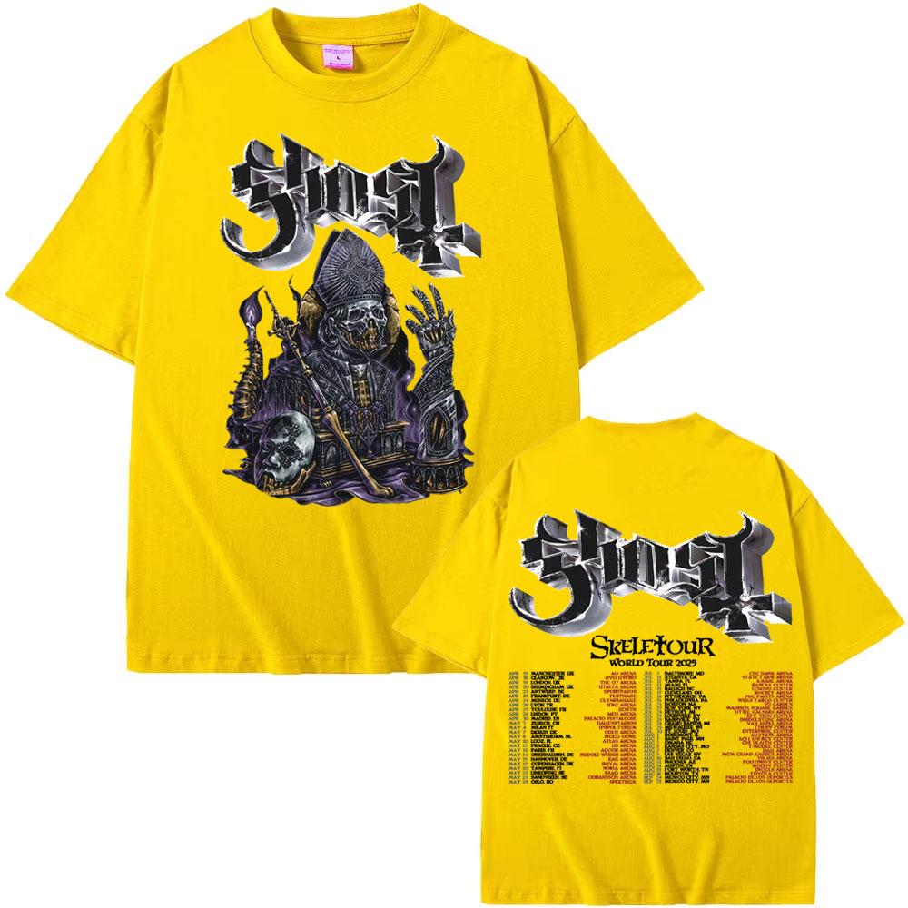Kapela Ghost Skeletour World Tour 2025 Grafické tričko Pánské Vintage Hip Hop Trendy Cool Trička Ležérní Volné Oversized Tričko