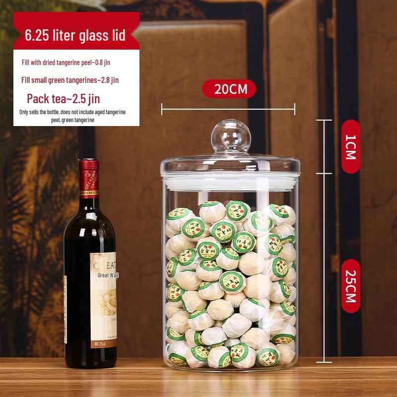 Large Glass Food-Grade Storage Jar for Dried Tangerine Peel and Tea Sealed for Freshness