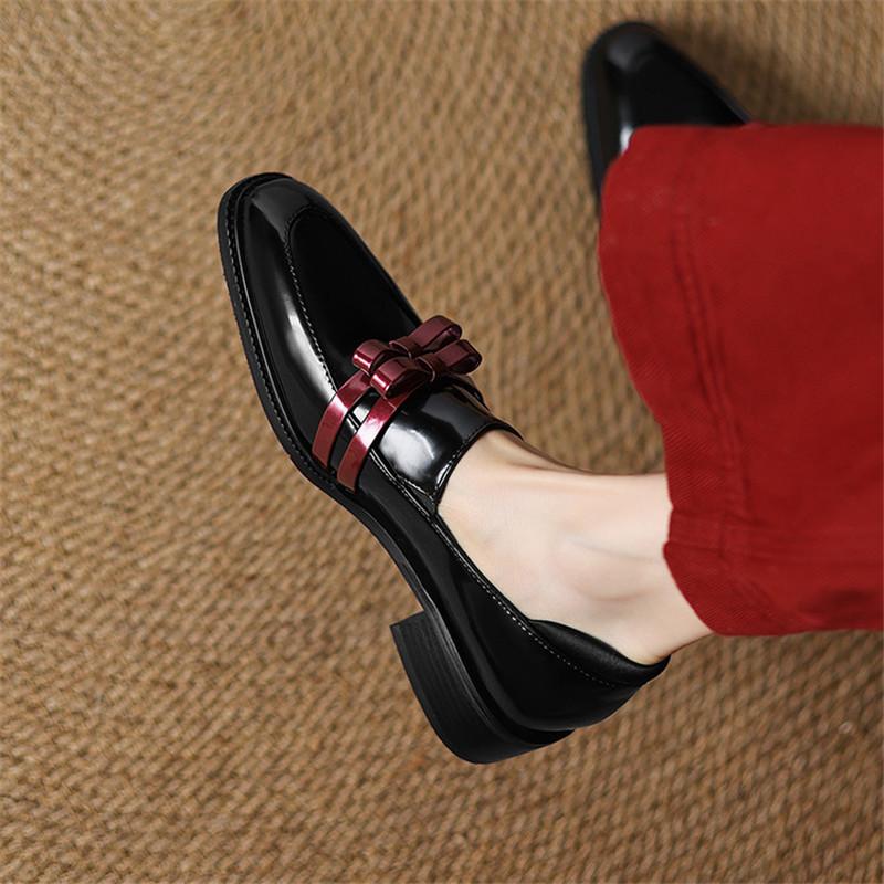 Fashion New Spring Patent Leather Woman Shoes Square Toe Women Pumps Shoes for Women Chunky Heel Loafers Sheepskin Leather Casual Shoes