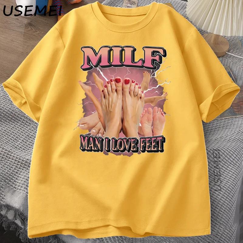 

MILF Man I Love FeesT T-shirt, humorous and interesting men s round-neck T-shirt, loose, casual clothing 4XL