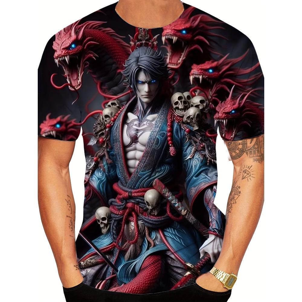 Men s 3D Monster Dragon Cartoon Pattern T-shirt S