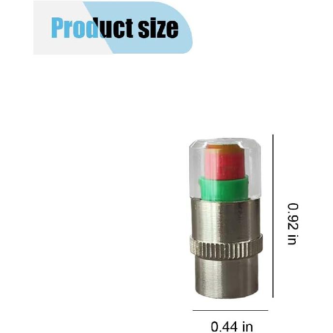 12PCS Car Tire Pressure Monitor Valve Stem Caps, 3-Color Eye Alert Valve Stem Caps Sensor Indicator, 2.4Bar 36PSI Tire Pressure Gauge Valve Caps For