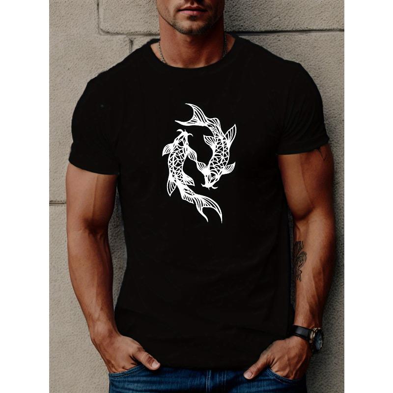 European Size Men's Polyester Crew Neck T-Shirt | Casual Summer Knit Fabric Top with Slight Stretch | Adult Regular Fit Short Sleeve Tee