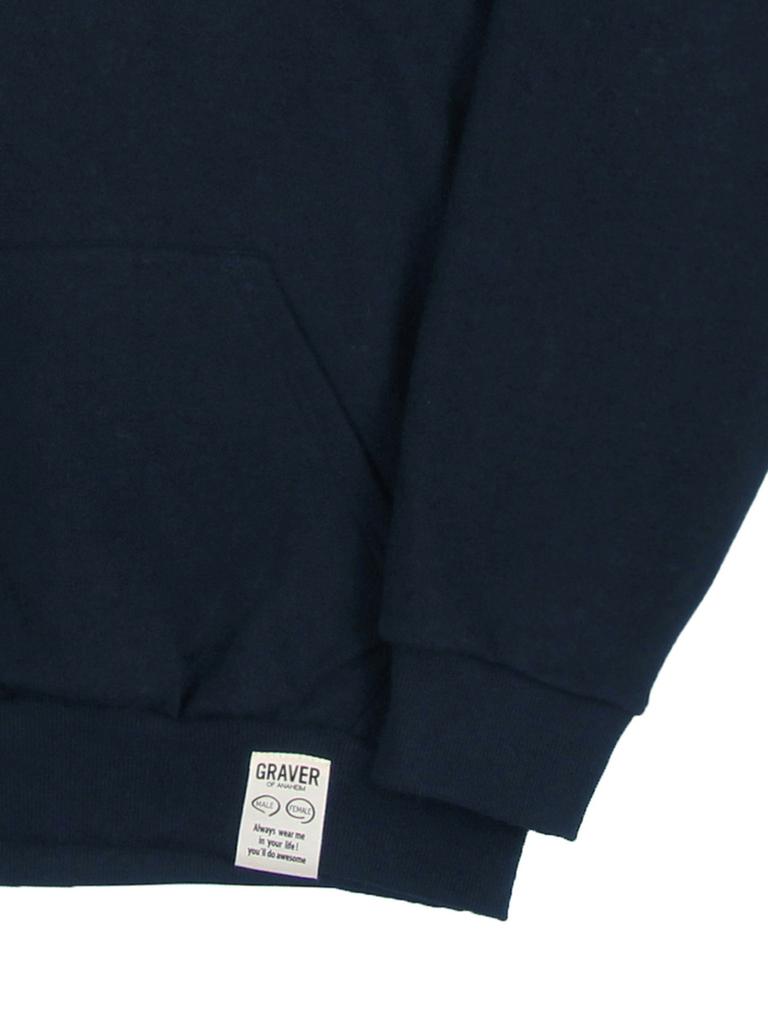 [Unisex] Baseball Black Logo Embroidered Hoodie_Navy
