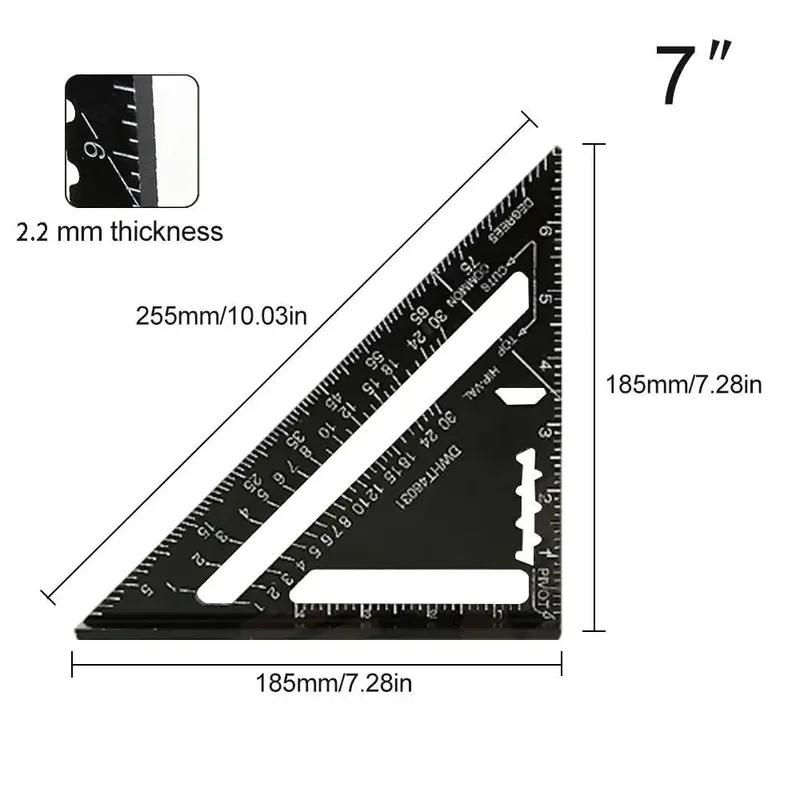 1pc 7 Inch Speed Square Ruler, Aluminum Alloy Triangle Layout Tool, Precision Angle Measuring for Carpentry Woodworking