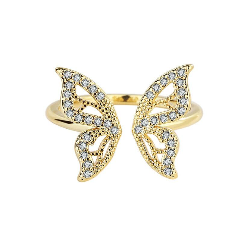 Silver Color Rings For Women Butterfly Gold Plated Opening Handmade Anillos Trendy Trendy Fashion Fine Jewelry