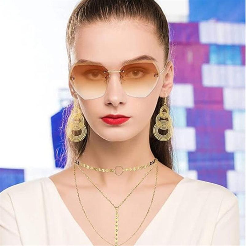 5 Peças Bijuteria Fantasia Disco Anos 1970, Óculos de Sol Brincos Colar Tiara Pulseira, para Mulheres Festa Temática Disco Anos 70/80