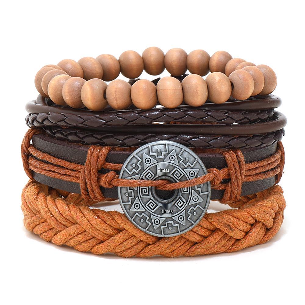 Unisex Handmade Woven Leather Bracelet - European and American Style Jewelry