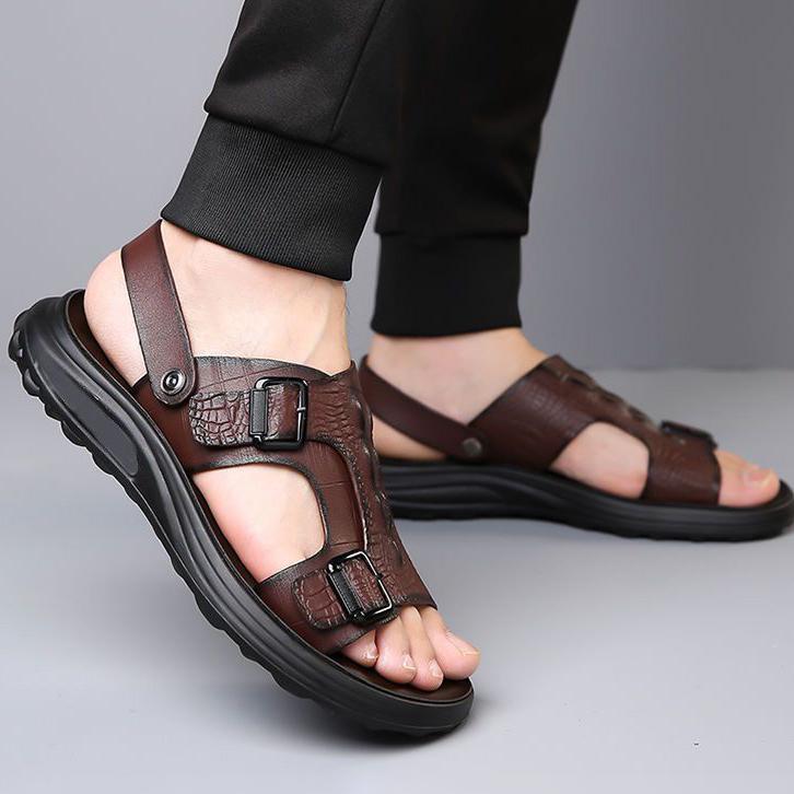 Summer Men's Driving Sandals Waterproof Anti-Slip Soft Sole Beach Shoes Indoor/Outdoor Dual-Use Comfort Slide Flip Flops