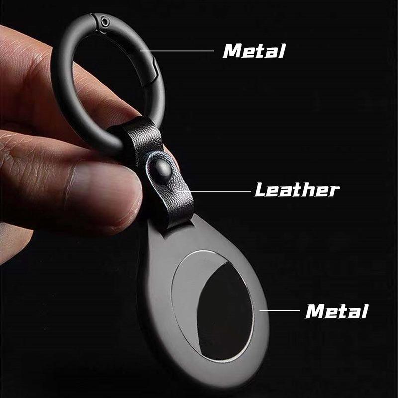 High Quality Metal Case For Apple Airtags Protective Cover For Apple Locator Tracker Anti-Scratch Device With Leather Keychain