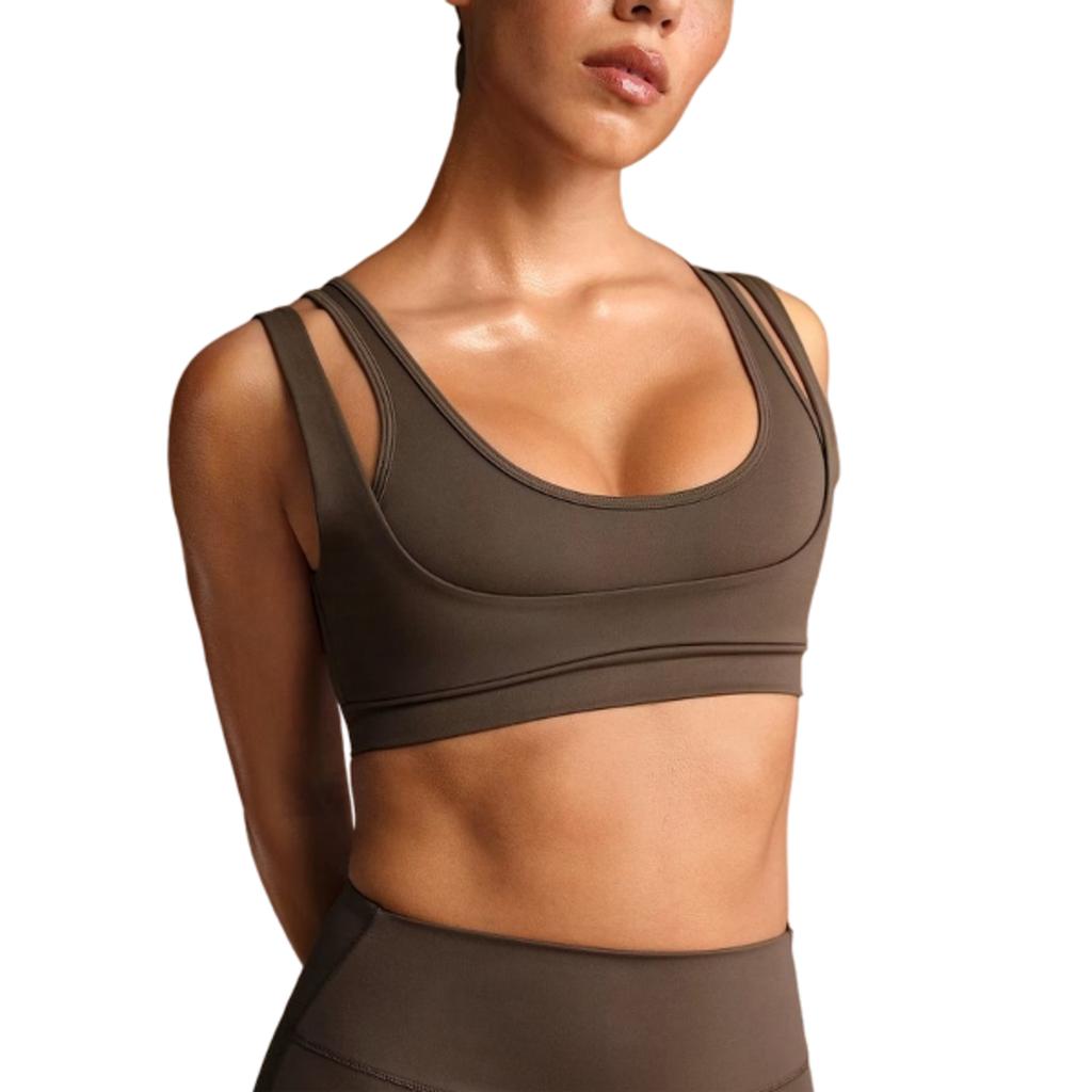 Nike x SKIMS Women's Matte Double Strap Scoop Bra Dark Sepia