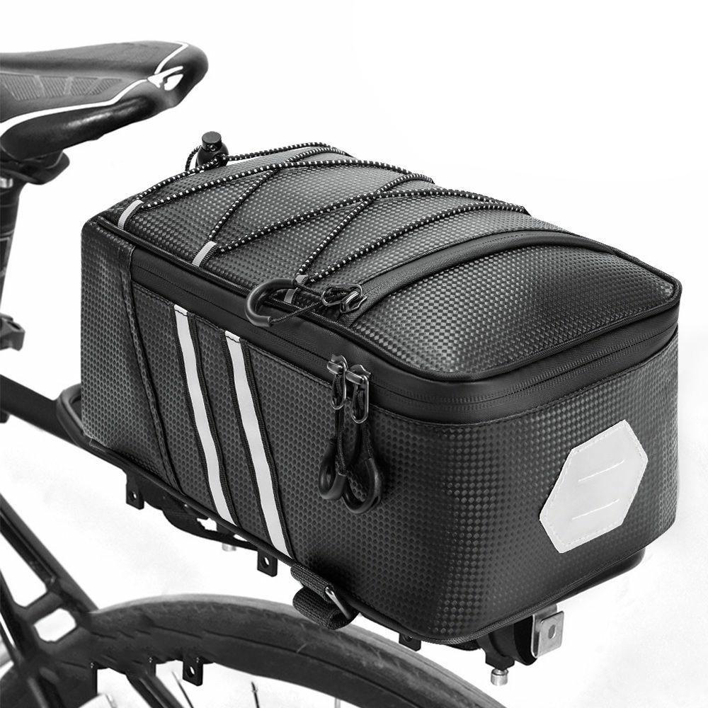 BAG031 8L PU Leather Bike Rack Bag Bicycles Rear Trunk Bag Back Seat Carrier Storage Pouch A