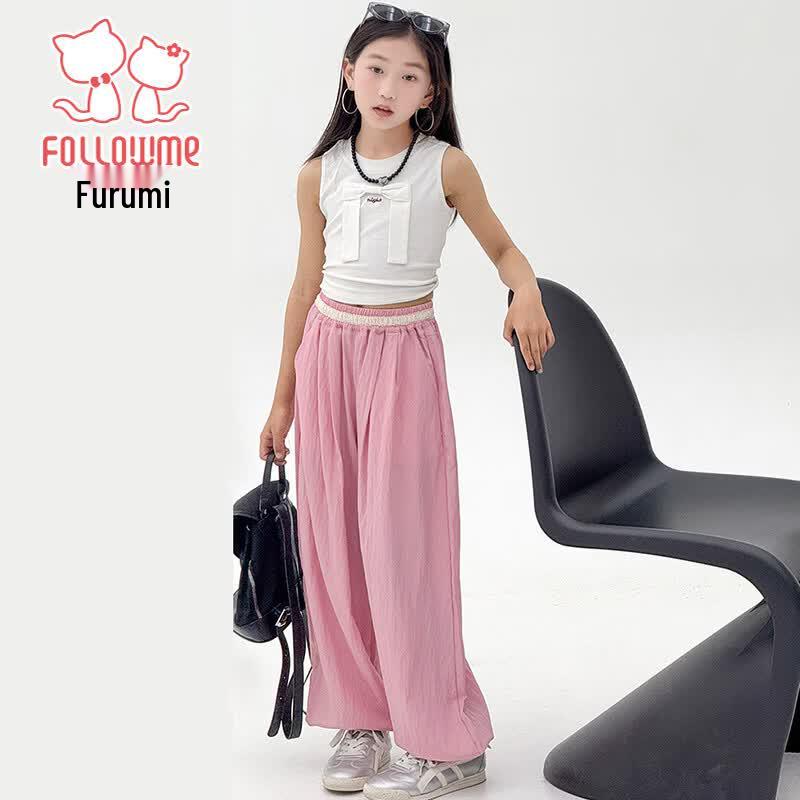 Fu Luomi Girls' Summer Lightweight Casual Pants