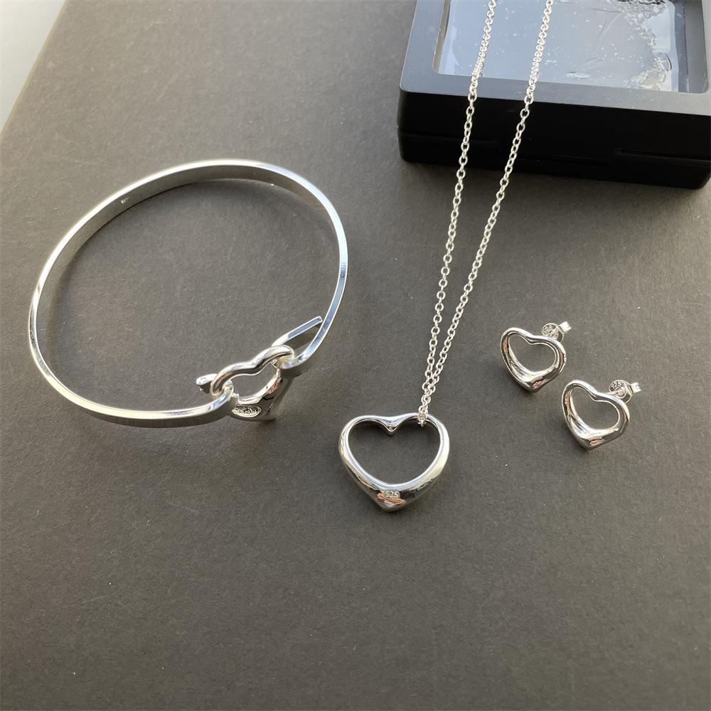 Jewelry Five Hearts Necklace Earrings Bracelet, Set T122