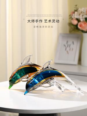 Glas Delfin Ornament Kunst Skulptur Ornament Heim Büro Dekoration Handwerk Leichter Luxus Wohnzimmer Schreibtisch Fortgeschrittene Kunst Geschenke