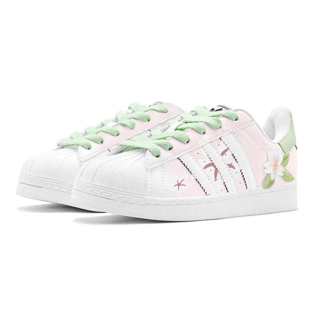 adidas Originals Superstar 2 für Paare, Frühjahrs-Erneuerung, Frühlings-Blumenmuster, Süßer Blumenstil, Niedrige Skateboard-Schuhe JH9976(TeamS3-S-BOX)