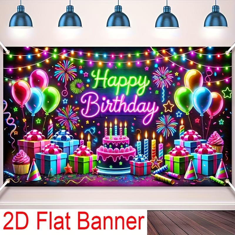 2D Flat Banner 1pc Theme Birthday Backdrop - Balloons Gift Cake Design Colorful Party Decor For Photo Wall Birthday Party - Multiple Sizes