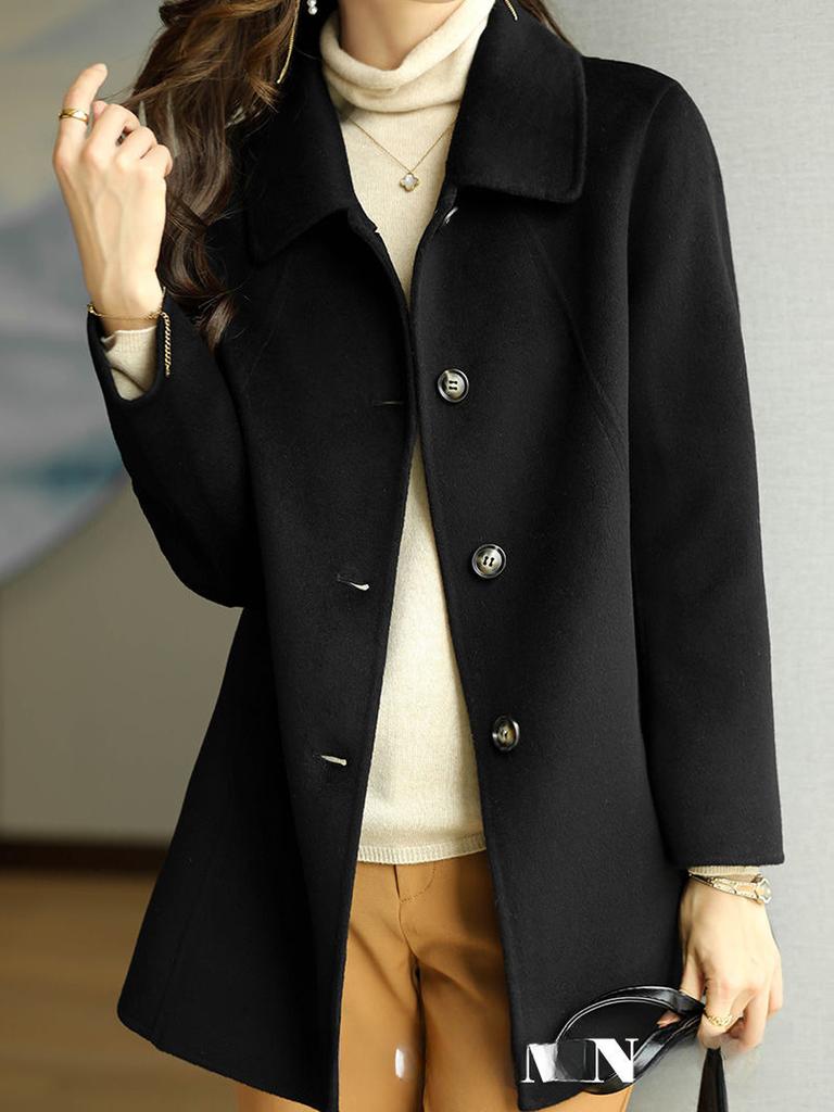 Korean Style High-End Autumn Winter New Maxi Fit Slim Stand Collar Doll Collar Wool Coat for Women
