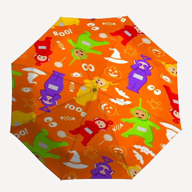 Teletubbies Theme Automatic Umbrella, Lightweight & Portable, 8 Rib, Perfect for Outdoor Travel, Birthdays, Christmas, Gifts.