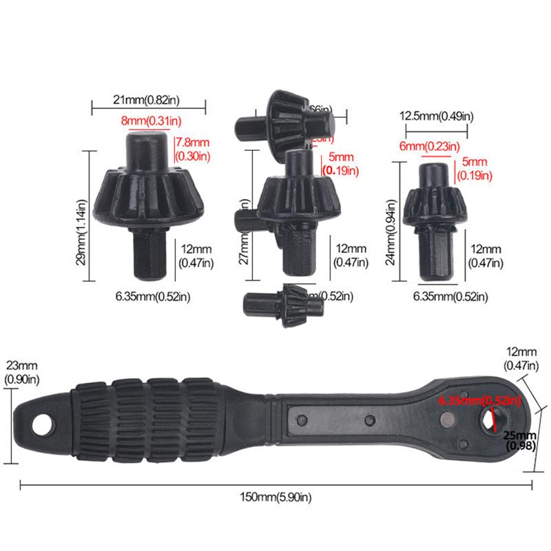 3 in 1 Drill Chuck Ratchet Spanner, Universal Double Head Chuck Key Replacement Tool Multi-Function Clamping for Electric Drills
