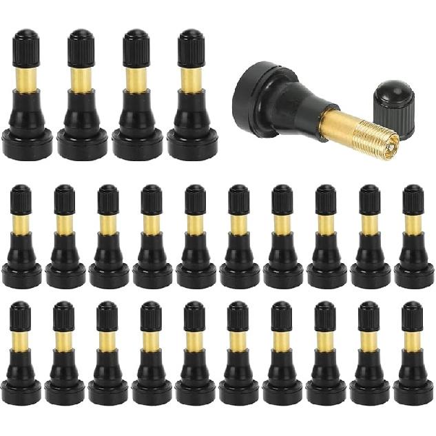 BLACKHORSE-RACING 25 Pack TR412 Rubber Tire Snap-In Short Valve Stem ATV Lawn Mower Garden Tractor Plug Stem For Tubeless 0.453” 11.5Mm Rim Holes