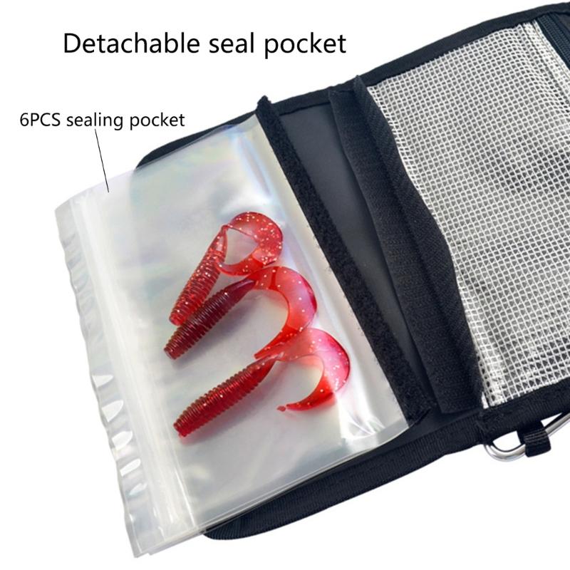 Torba na sprzęt wędkarski Portfel do przechowywania przynęt wędkarskich Karabińczyk Wodoodporna torba na przynęty Torba na sprzęt z karabińczykiem Etui na miękkie przynęty