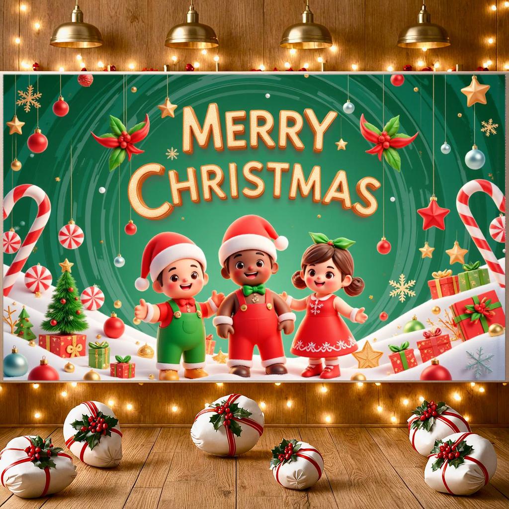 Christmas Party Banner Holly Leaves Merry Christmas Banner Xmas Banner Christmas Ornaments For Family Reunion Home Decor School