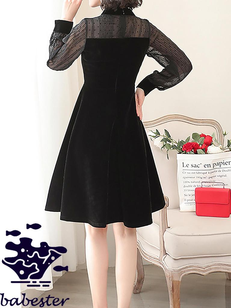 Babestar Party Sheer Long Size Suitable for Middle and High School Suitable for and Special Women's Dress, Lace, Sleeves, Knee-Length, A-Line, Formal,