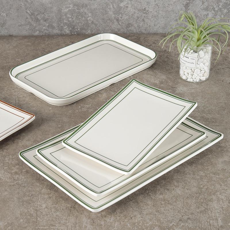 Melamine Rectangular Imitation Porcelain Plate for Hot Pot, BBQ, and Sushi Restaurants