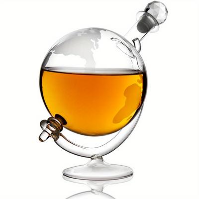 1pc 33.81oz Glass Bottle Creative Globe Decanter Bar Supplies Whiskey Container High Borosilicate Glass Wine Dispenser Kitchen Bar Accessories