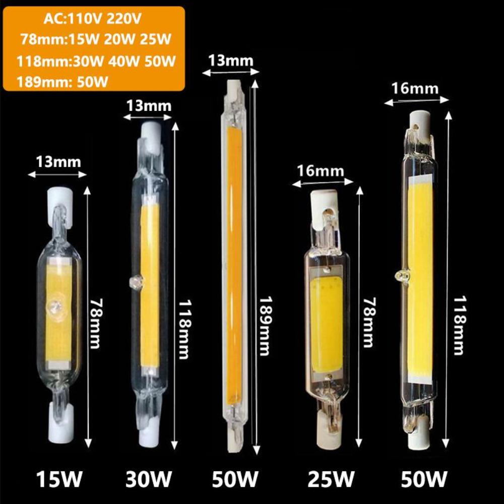 LED R7s COB Glass Tube 78mm 189mm 118mm J78 J118 High Power COB Light Bulb AC110V 120V 130V 220V  240V Home Replace Halogen Lamp