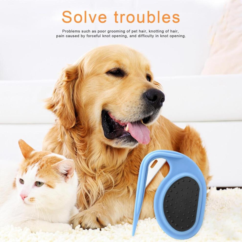 Cat Detangling Tool Stainless Steel Hair Remover For Cats, Non-Slip Ergonomic Grooming Comb, Blue