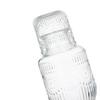 Retro-Wasserkaraffe und Gläserset Hitzebeständig 540ml Saftkrug mit 145ml Becher geprägtes Glas Teekanne Tassenset für Saft Eistee Wasser
