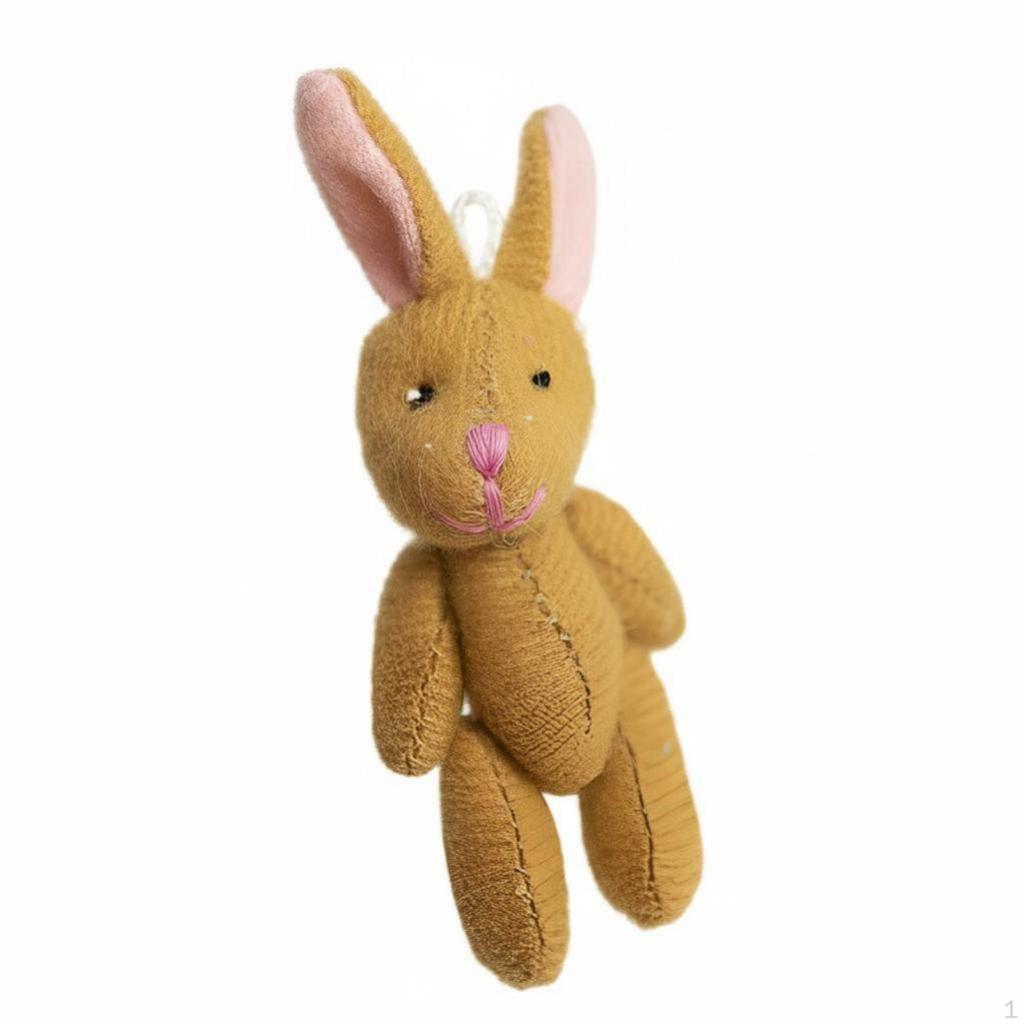 Mini Jointed Hare Plush Toy, Soft Animal Keychain, DIY Accessory, Random Color Offwhite Brushed