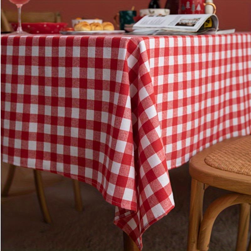 Christmas Tablecloth Red and White Plaid Tablecloth 100% Polyester Blend Rectangular Tablecloth for Dining Table Picnic BBQ Home 90x90cm