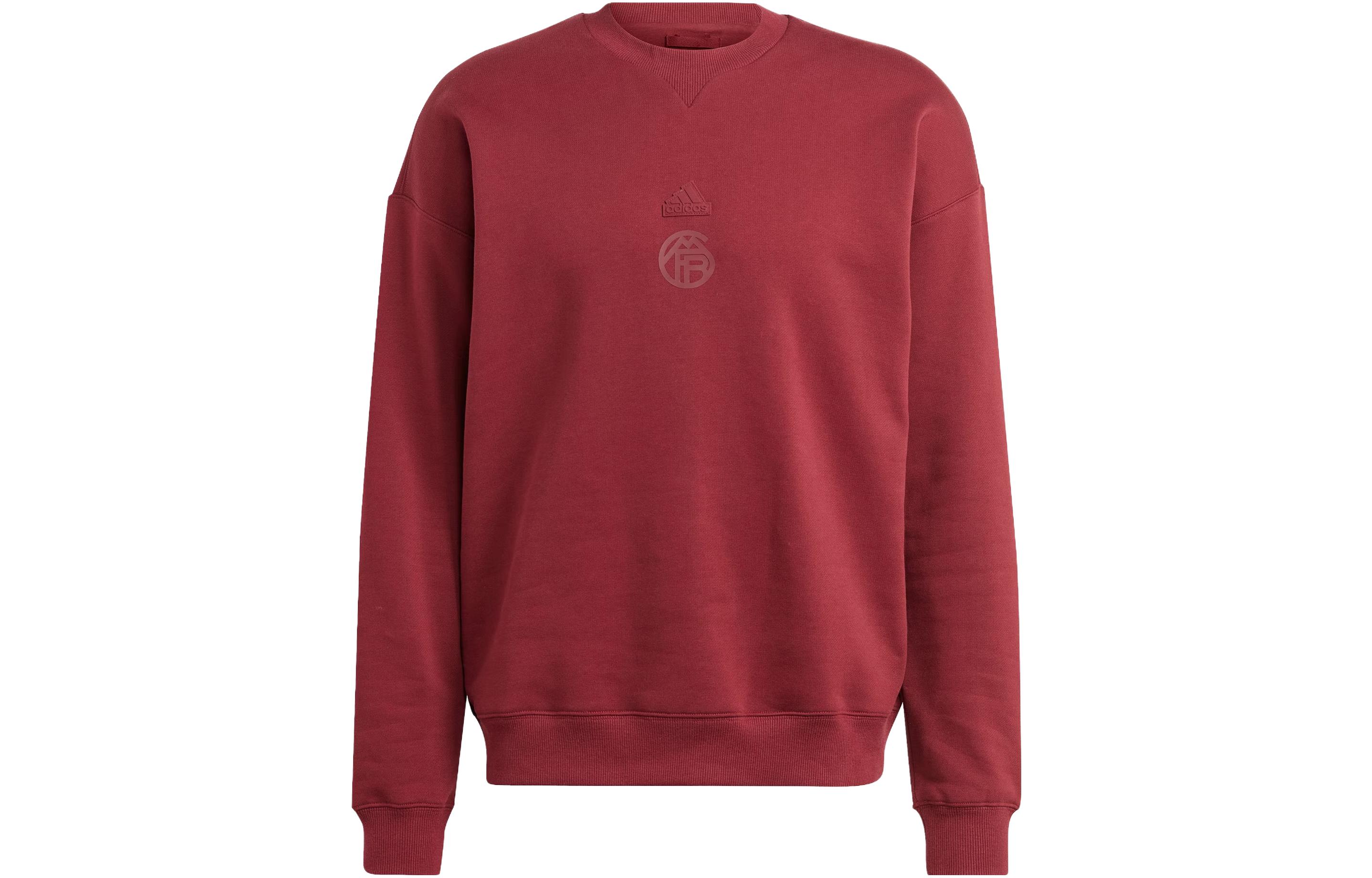 Adidas FC Bayern Sweatshirts Men s Dark Red Crew Neck Moderate Regular HY3308 S