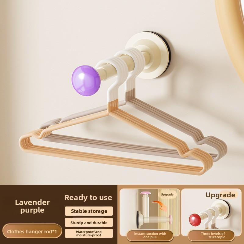 Plastic Suction Cup Wall Mount Organizer With Telescopic For Bathroom And Bedroom Storage