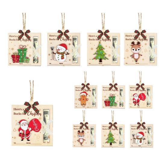 1/6Pcs Christmas Wallet Pendant Snowman Xmas Tree Gift Box Deer Pattern Pendant Striking Atmosphere