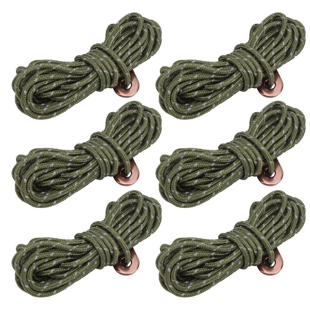 6PcsSet 4M 3MM Reflective Tent Ropes with Aluminum Alloy Buckle for Camping HikingReflective Army